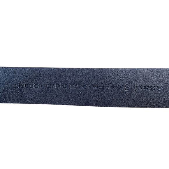 NEW Chico's Y2K Black Brown Leather Belt sz S Zebra Stripe Shiny Black Buckle - Picture 4 of 4